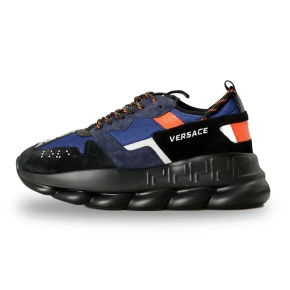 Versace Men's Suede & Leather Chain Reaction Sneakers Shoes US 14 IT 47